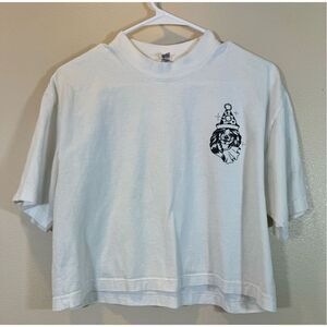 Los Angeles Apparel Sorta Hawthorne Clown Faces Crop Tee One Size Fits Most